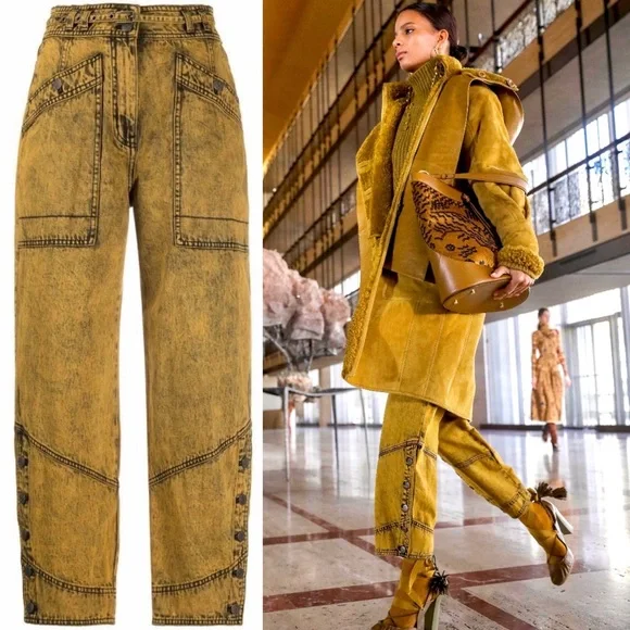$575 RARE! Ulla Johnson Runway Harris Yellow Acid Wash Jeans
